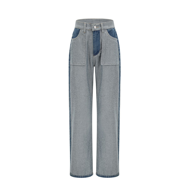 Brenna Blue Wide Leg Panelled Denim Jeans