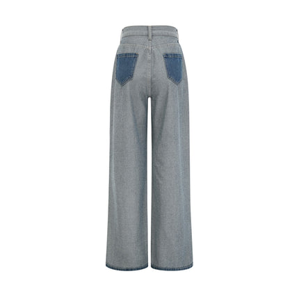 Brenna Blue Wide Leg Panelled Denim Jeans