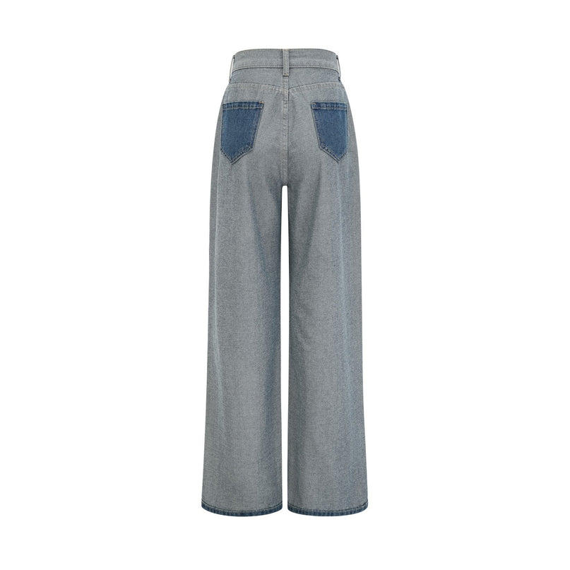 Brenna Blue Wide Leg Panelled Denim Jeans