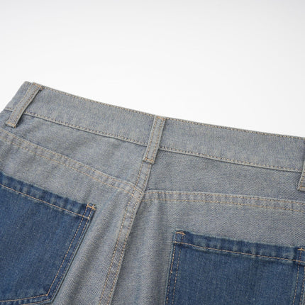 Brenna Blue Wide Leg Panelled Denim Jeans