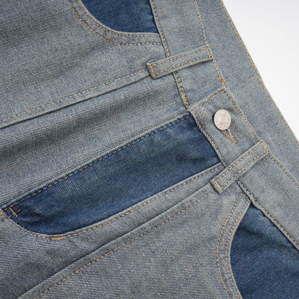 Brenna Blue Wide Leg Panelled Denim Jeans