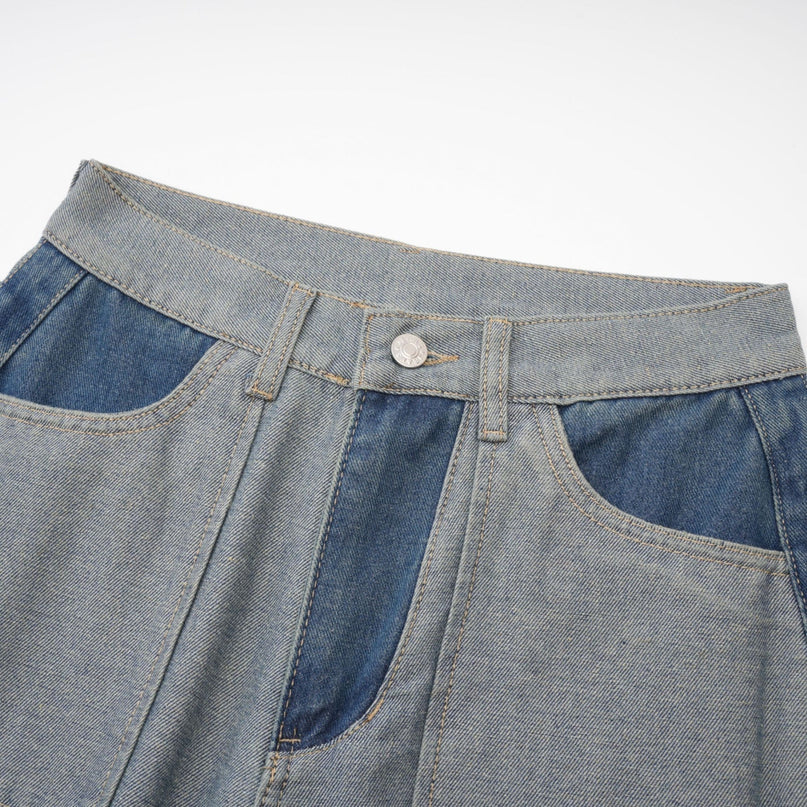 Brenna Blue Wide Leg Panelled Denim Jeans