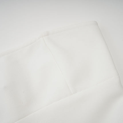 Brenna White Maxi Dress Tulle Paneling Godet Design Pleated Detailing Cinched Waist Off-the-Shoulder Style Rear Zip Fastening Sleeveless Luxury Rayon Nylon Spandex