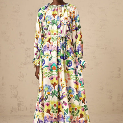 Brenna White Paisley Poplin Midi Dress