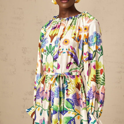 Brenna White Paisley Poplin Midi Dress