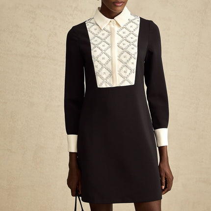Brianna Black Crystal Embellished Mini Dress
