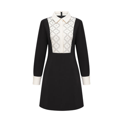 Brianna Black Crystal Embellished Mini Dress