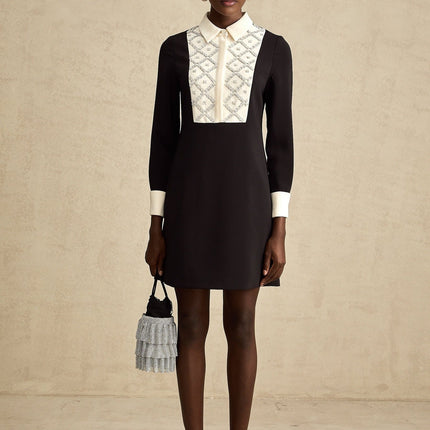 Brianna Black Crystal Embellished Mini Dress