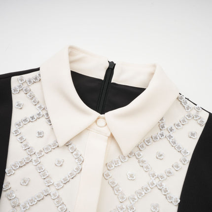 Brianna Black Crystal Embellished Mini Dress