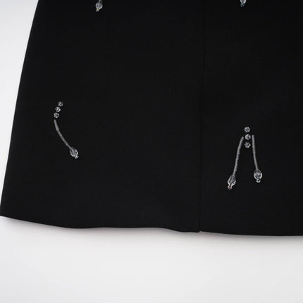 Brianna Black Mini Dress Panelled Embellished