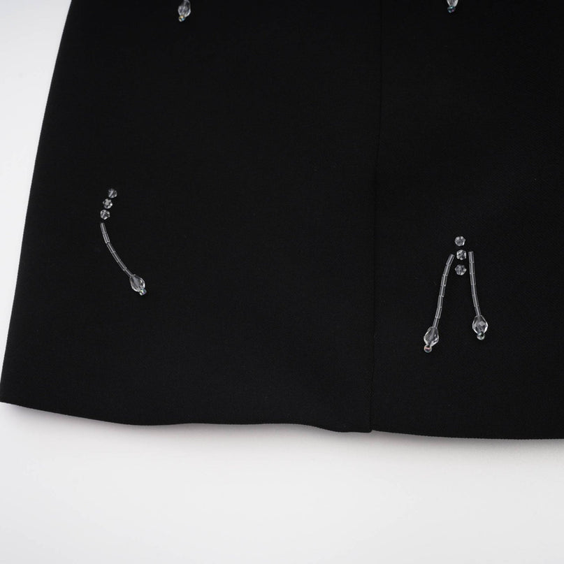 Brianna Black Mini Dress Panelled Embellished