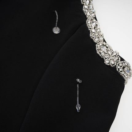 Brianna Black Sleeveless Crystal Embellished Mini Dress