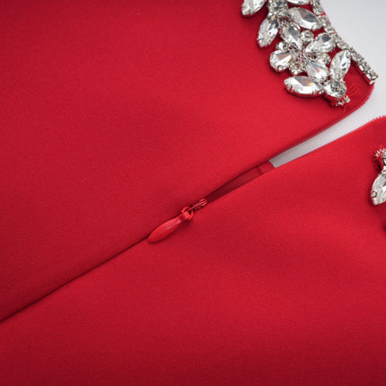 Brianna Red Crystal Embellished Mini Dress