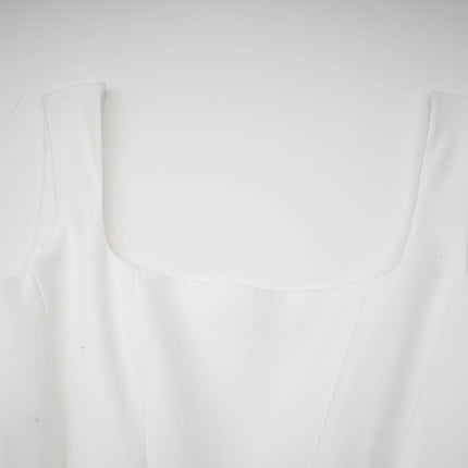 Brianna White Corset Gown Dress Pleated Flared Square Neck Sleeveless Ankle Length