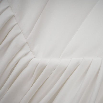 Brianna White Pleated Corset Gown Dress Square Neck Sleeveless Flared Skirt Ankle Length