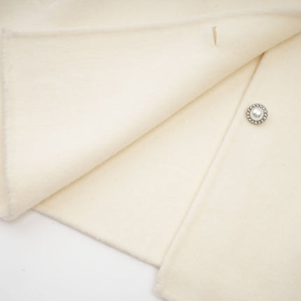 Brielle White Wool Fur Crystal Pearl Embellished Coat