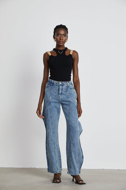 Brigitte asymmetric wideleg jeans