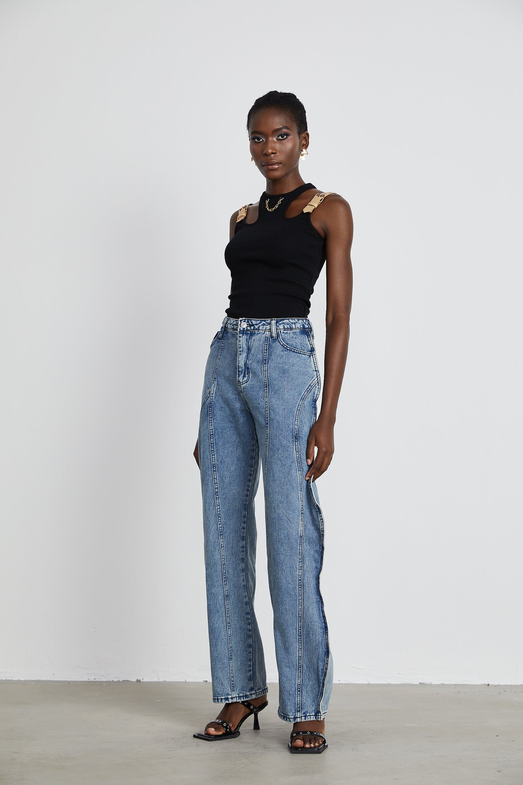 Brigitte asymmetric wideleg jeans