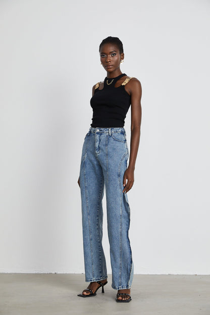 Brigitte asymmetric wideleg jeans