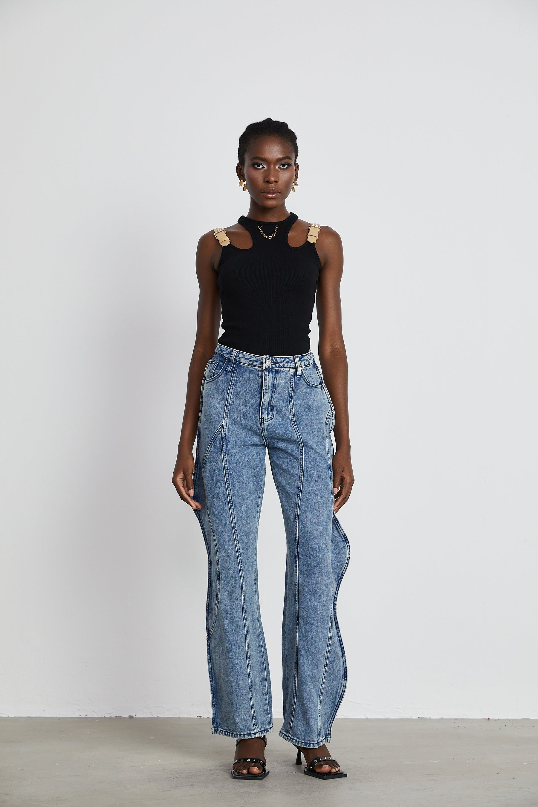 Brigitte asymmetric wideleg jeans