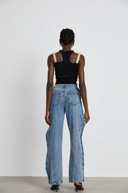 Brigitte asymmetric wideleg jeans