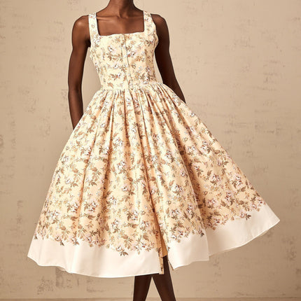 Brinley Floral Midi Dress Yellow & Multicolor