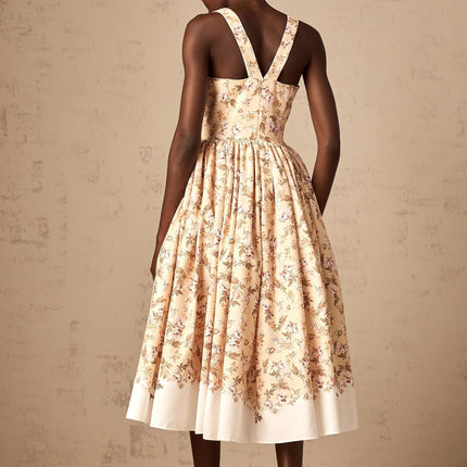 Brinley Floral Midi Dress Yellow & Multicolor