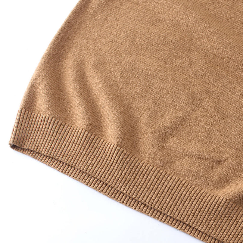 Brown Boho Cotton Sweater for Women with Crochet Patchwork Details