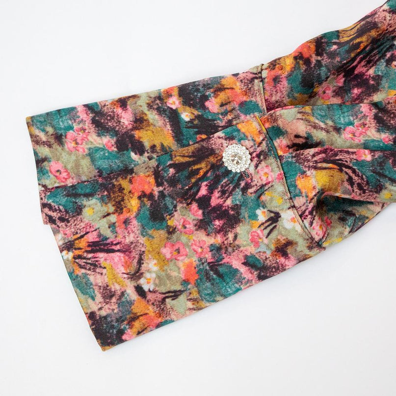 Brown floral print bohemian retro casual dress for women