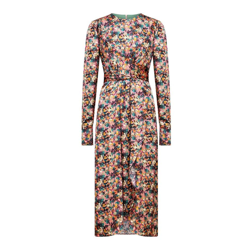 Brown floral print bohemian retro casual dress for women