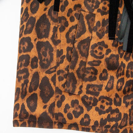 Women's Brown Leopard Print Fringe Luxury Coat