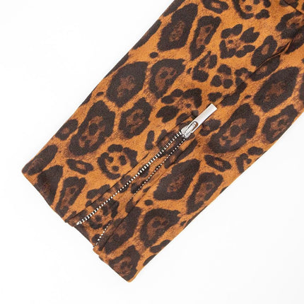 Women's Brown Leopard Print Fringe Coat