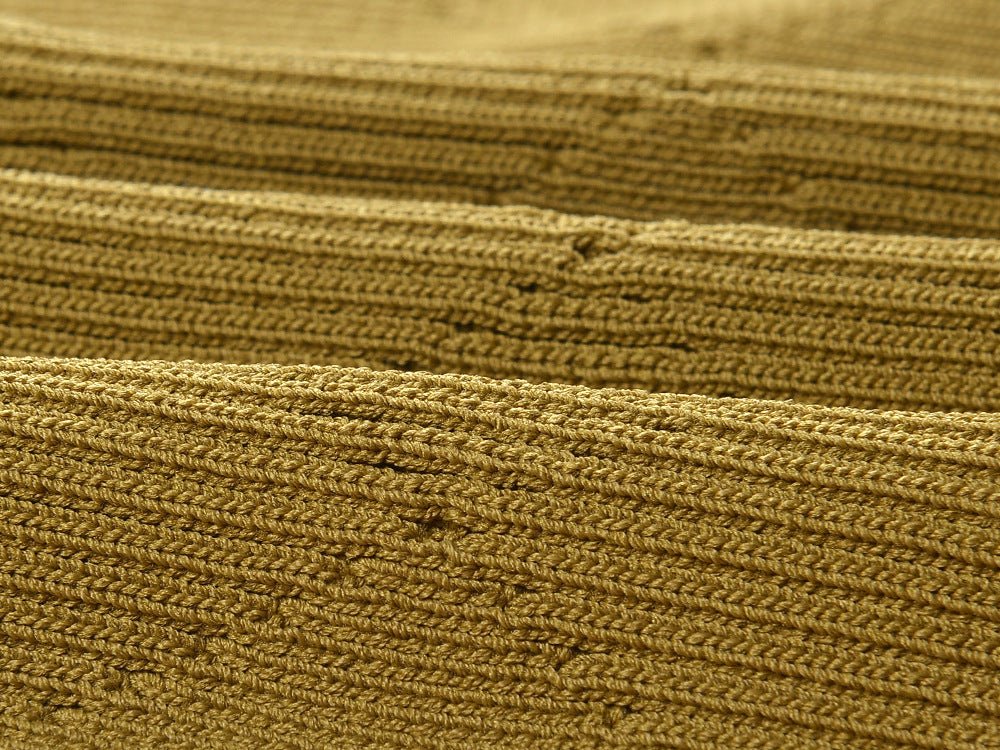 Brown ribbed diamond pattern cardigan with gold button embellishments