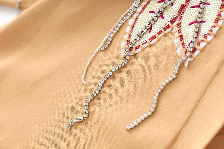 Brynn Beige Embroidered Floral V-Neck Cardigan