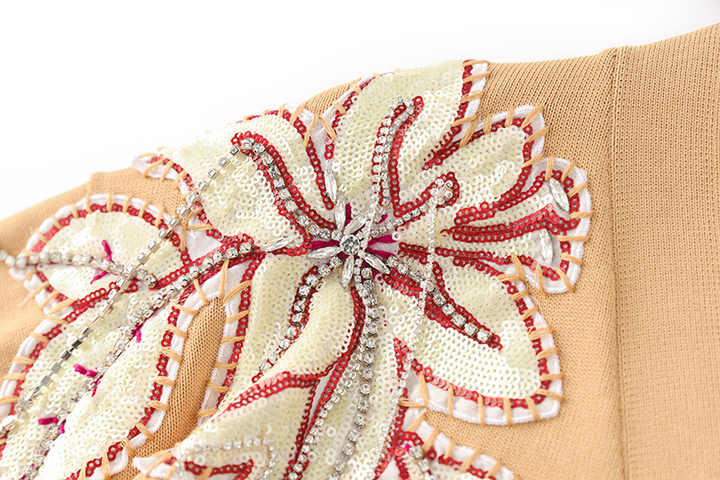 Brynn Beige Embroidered Floral V-neck Cardigan