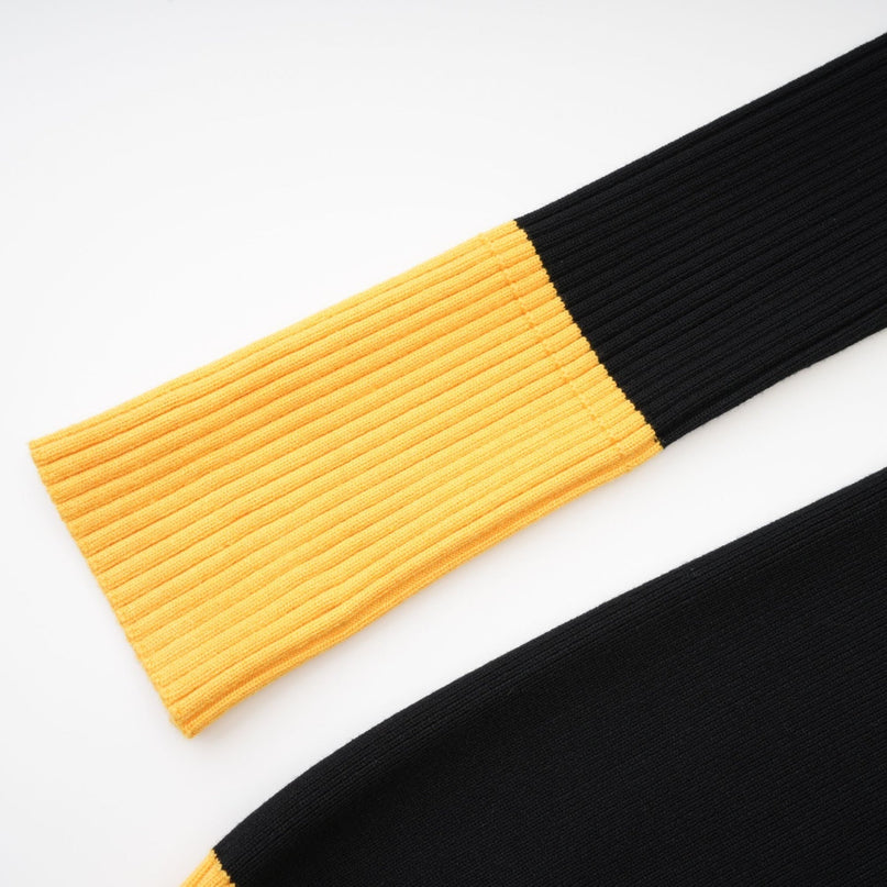 Brynn Black and Yellow Knitted Bodysuit with Front Pockets