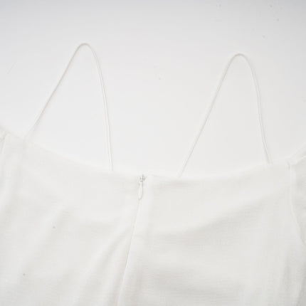 Brynn White Maxi Dress with Off-Shoulder Design and Pleated Accents