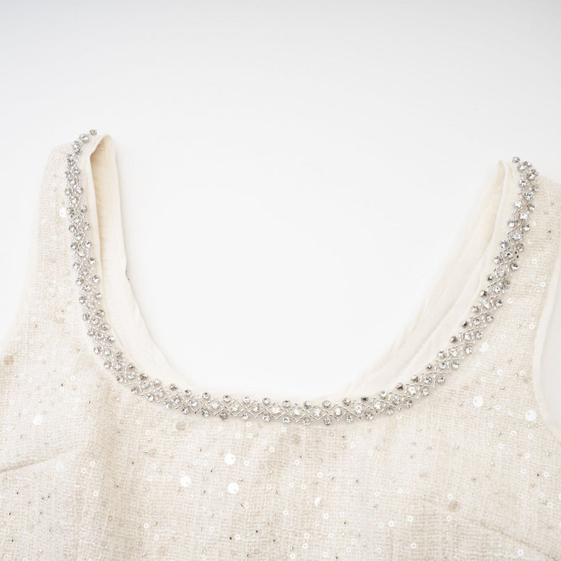 Brynn White Sequin Crystal Mini Dress Terylene Fiber