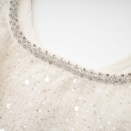 Brynn White Sequin Crystal Mini Dress