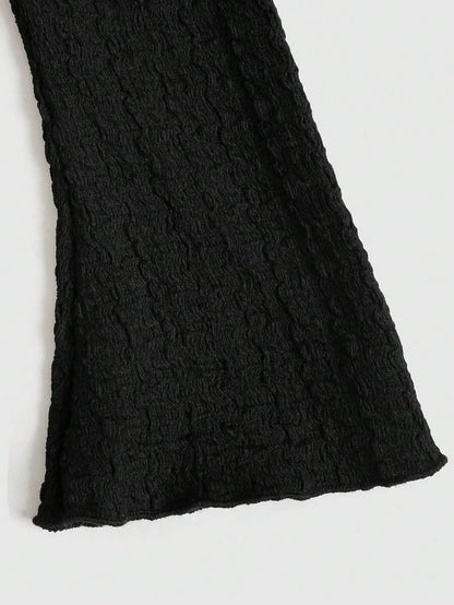 Bubble Wrinkled Lace Patchwork Bodycon Dress Maxi Women Outfit
