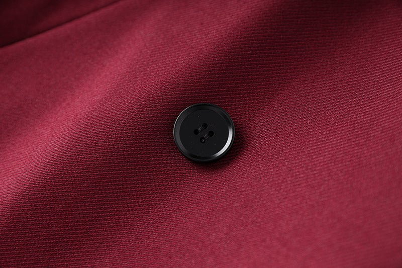 Burgundy Double-Breasted Trench Coat in Premium Wool Blend Fabric