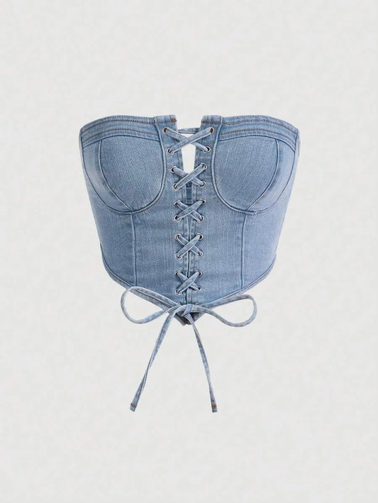Bustier Tube Denim Top