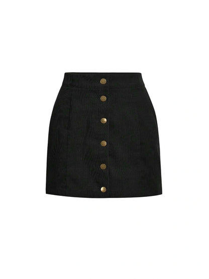 Button Front Corduroy Skirt