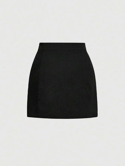 Button Front Corduroy Skirt