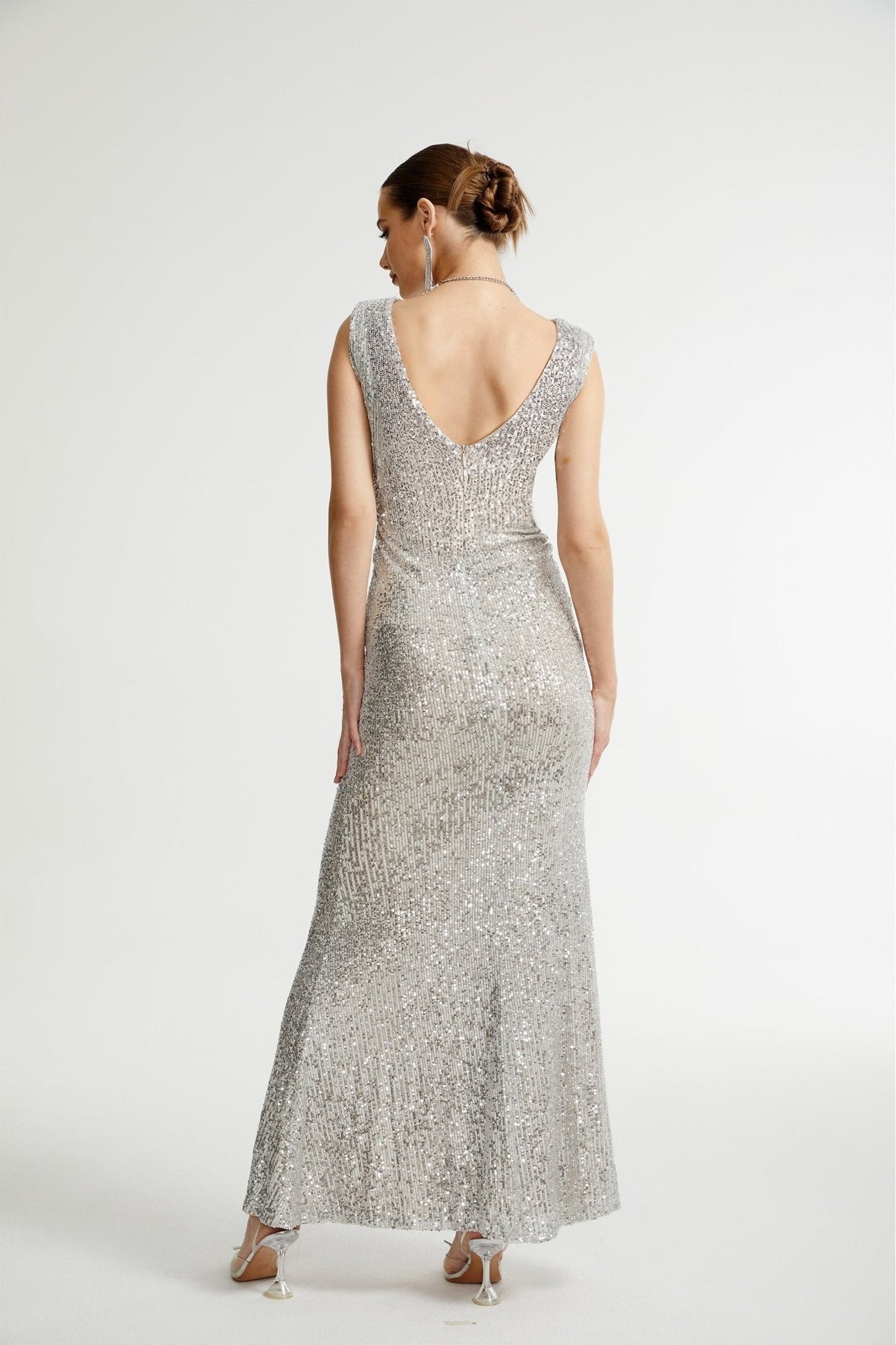Caelia silver embellished maxi dress
