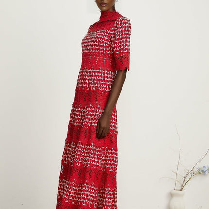 Caitlin Red Lace Maxi Dress