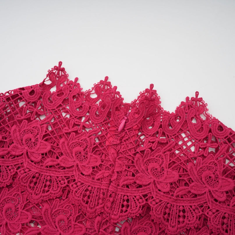 Caitlin Red Lace Scalloped Maxi Dress