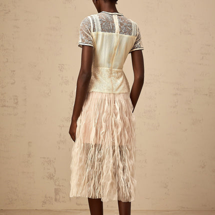 Caitlin White Floral Embroidered Tulle Midi Dress