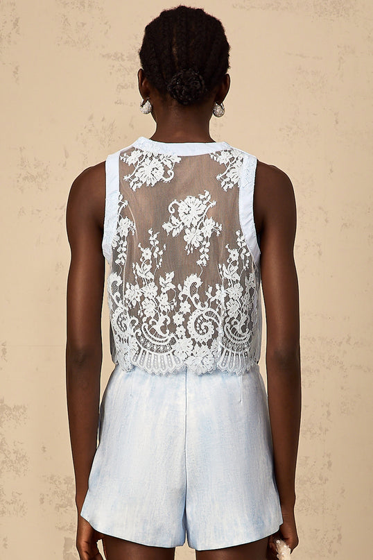 Caitlyn Blue Lace Top and Shorts Set