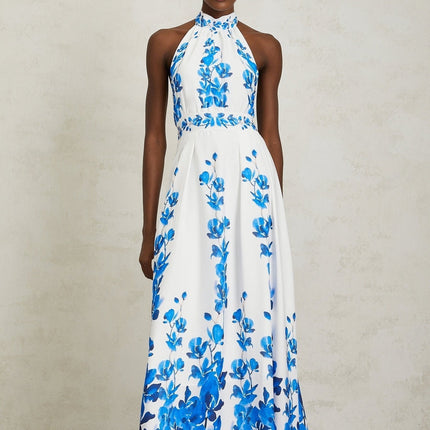 Caitlyn Maxi Dress in Serene Blue and White Floral Print